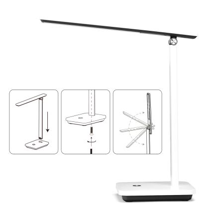 Aigostar - LED Candeeiro de mesa recarregável com regulação LED/5W/5V 3000-6500K branco/preto