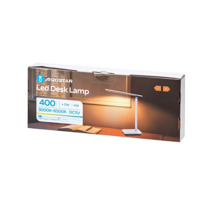 Aigostar - LED Candeeiro de mesa recarregável com regulação LED/5W/5V 3000-6500K branco/preto