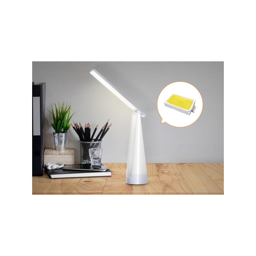 Aigostar - LED Candeeiro de mesa recarregável com regulação LED/7W/5V 4000K 4400 mAh branco