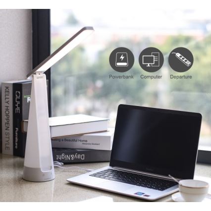 Aigostar - LED Candeeiro de mesa recarregável com regulação LED/7W/5V 4000K 4400 mAh branco