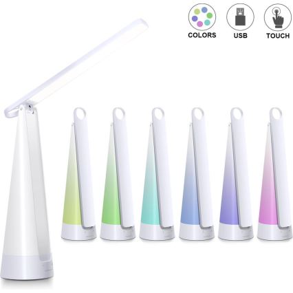 Aigostar - LED Candeeiro de mesa recarregável com regulação LED/7W/5V 4000K 4400 mAh branco