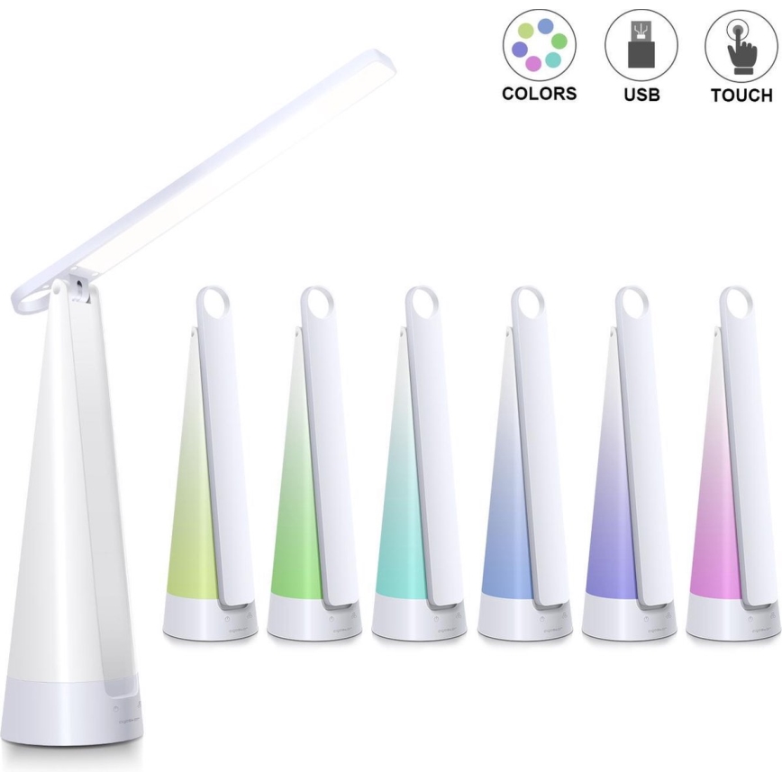 Aigostar - LED Candeeiro de mesa recarregável com regulação LED/7W/5V 4000K 4400 mAh branco