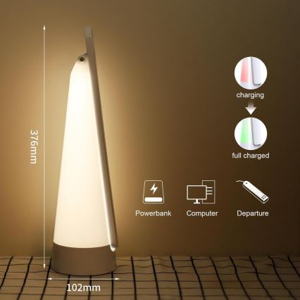 Aigostar - LED Candeeiro de mesa recarregável com regulação LED/7W/5V 4000K 4400 mAh branco