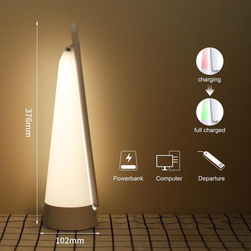 Aigostar - LED Candeeiro de mesa recarregável com regulação LED/7W/5V 4000K 4400 mAh branco