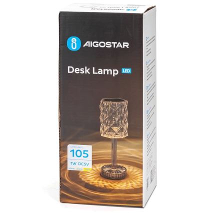 Aigostar - LED Candeeiro de mesa recarregável com regulação LED/1W/5V 2700/4000/6500K 1800mAh 26 cm