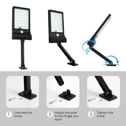 Aigostar - LED Regulação solar candeeiro com sensor LED/2,3W/5,5V IP65 + controlo remoto
