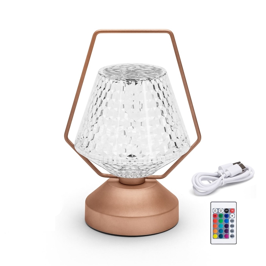Aigostar - LED RGB Candeeiro de mesa recarregável com regulação LED/1W/5V 1800mAh 20 cm + controlo remoto
