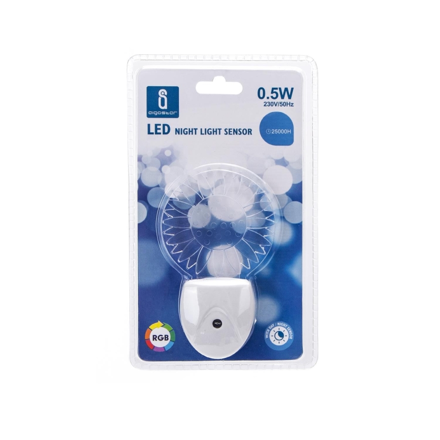 Aigostar - LED RGB Iluminação noturna com sensor LED/0,5W/230V sun