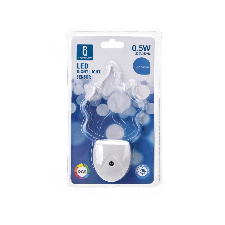 Aigostar - LED RGB Night light with a sensor LED/0,5W/230V flame