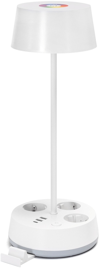 Aigostar - LED RGBW Candeeiro de mesa dimerizável com tomadas e porta USB LED/4,6W/230V 3000/4000/6500K branco