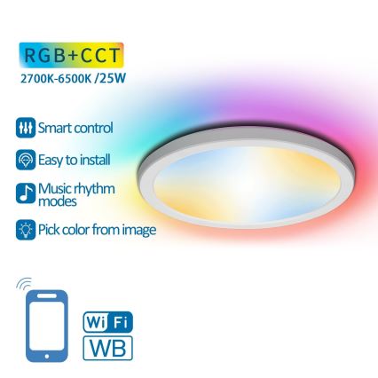 Aigostar - Luminária de teto LED RGBW dimável LED/25W/230V 2700-6500K Wi-Fi