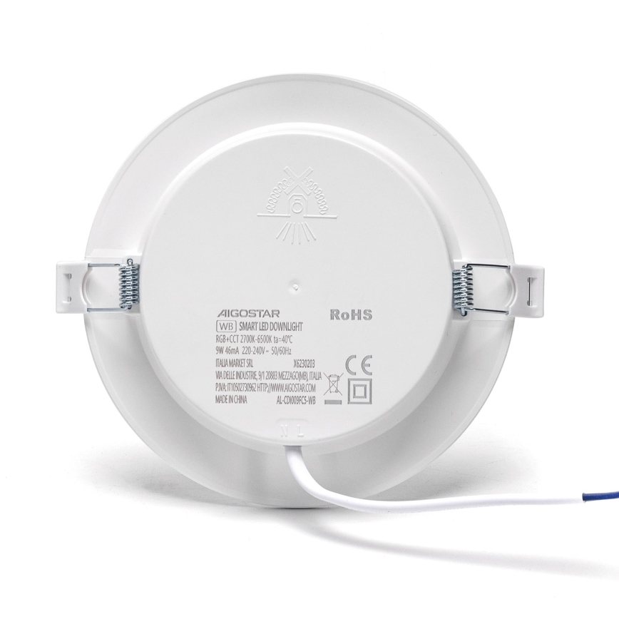 Aigostar - LED RGBW Foco de encastrar com regulação LED/9W/230V 2700-6500K diâmetro 14,5 cm Wi-Fi