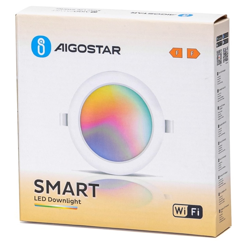 Aigostar - LED RGBW Foco de encastrar com regulação LED/9W/230V 2700-6500K diâmetro 14,5 cm Wi-Fi