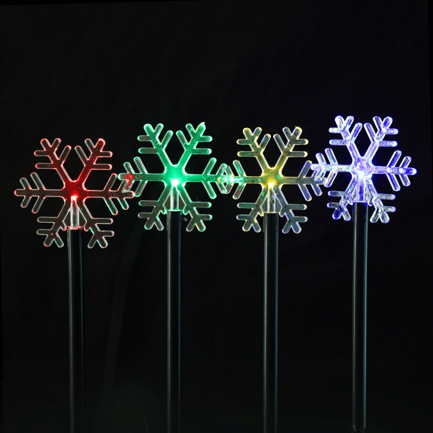 Aigostar - LED RGBY Luminária solar de Natal 5xLED/1,2V/8 funções 1m IP65 800mAh flocos de neve