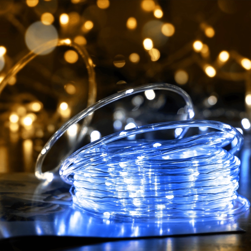 Aigostar - LED Solar Corrente de Natal 100xLED/8 funções 12m IP65 branco frio