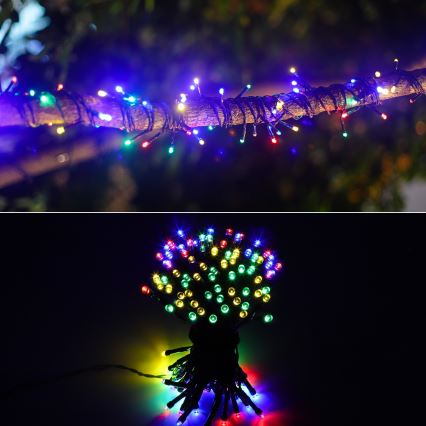 Aigostar - LED Solar Corrente de Natal 100xLED/8 funções 12m IP65 multicolor