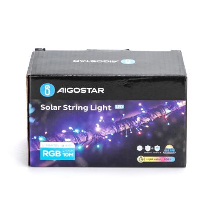 Aigostar - LED Solar Corrente de Natal 100xLED/8 funções 12m IP65 multicolor