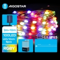 Aigostar - LED Solar Corrente de Natal 100xLED/8 funções 12m IP65 multicolor