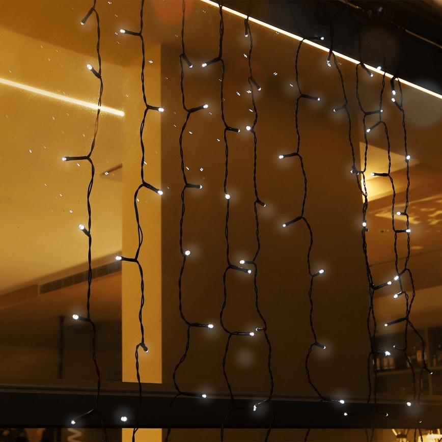 Aigostar - LED Solar Corrente de Natal 100xLED/8 funções 4x1m IP65 branco frio
