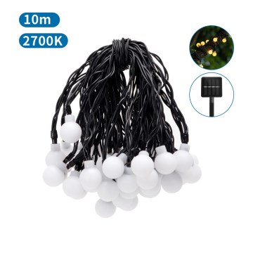 Aigostar - LED Solar corrente decorativa 50xLED/8 funções 12m IP65 branco quente