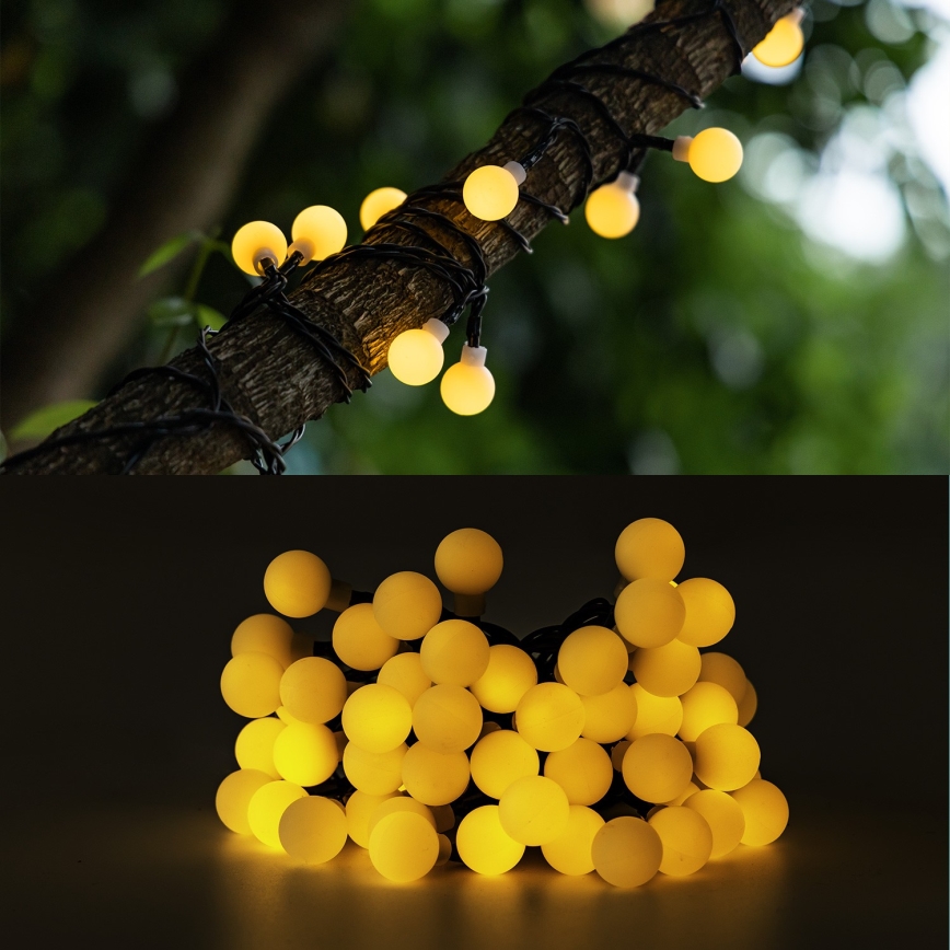 Aigostar - LED Solar corrente decorativa 50xLED/8 funções 12m IP65 branco quente