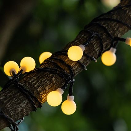 Aigostar - LED Solar corrente decorativa 50xLED/8 funções 12m IP65 branco quente