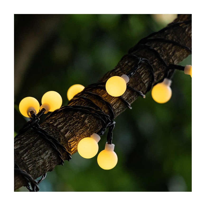Aigostar - LED Solar corrente decorativa 50xLED/8 funções 12m IP65 branco quente
