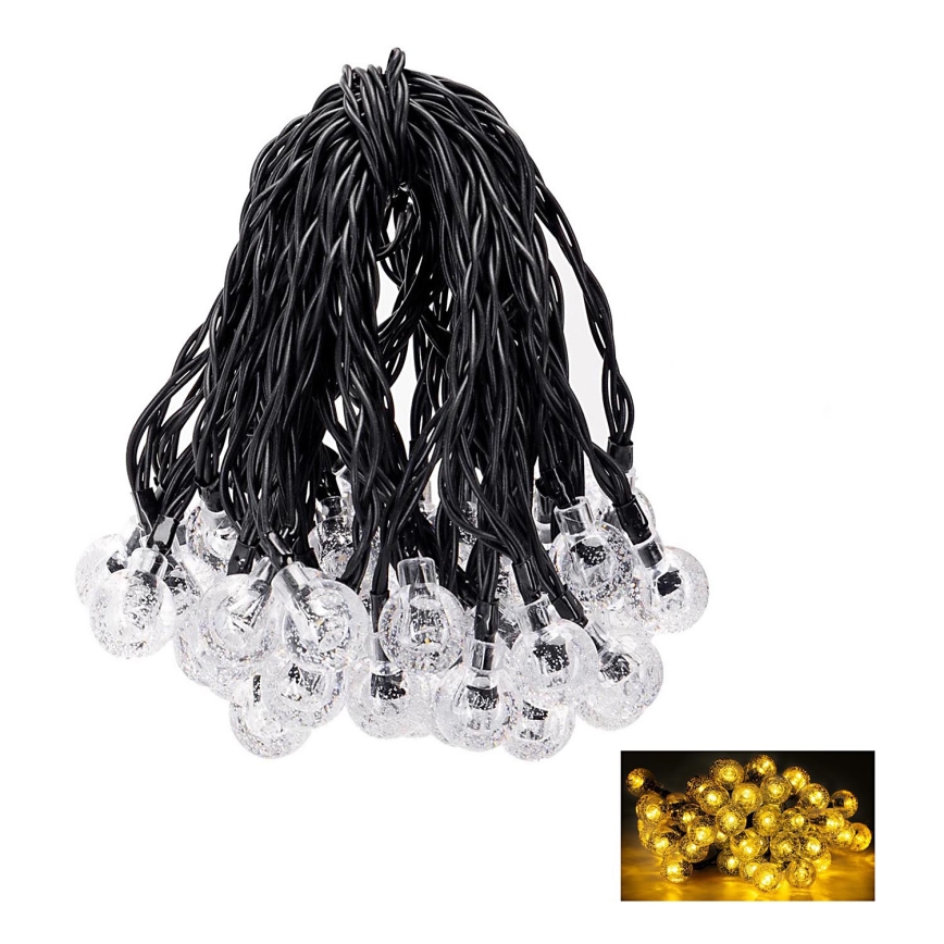 Aigostar - LED Solar corrente decorativa 50xLED/8 funções 12m IP65 branco quente