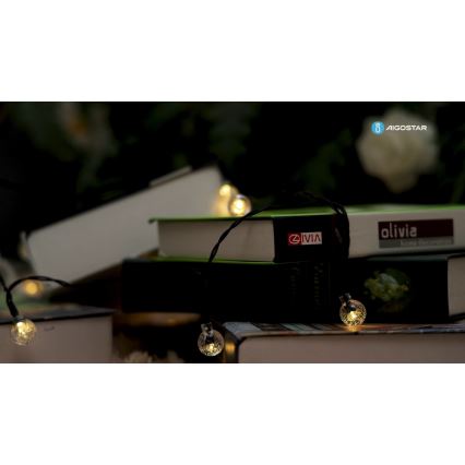Aigostar - LED Solar corrente decorativa 50xLED/8 funções 12m IP65 branco quente