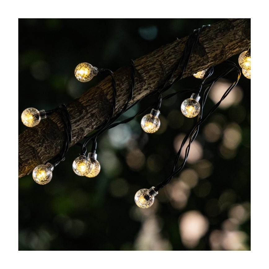 Aigostar - LED Solar corrente decorativa 50xLED/8 funções 12m IP65 branco quente