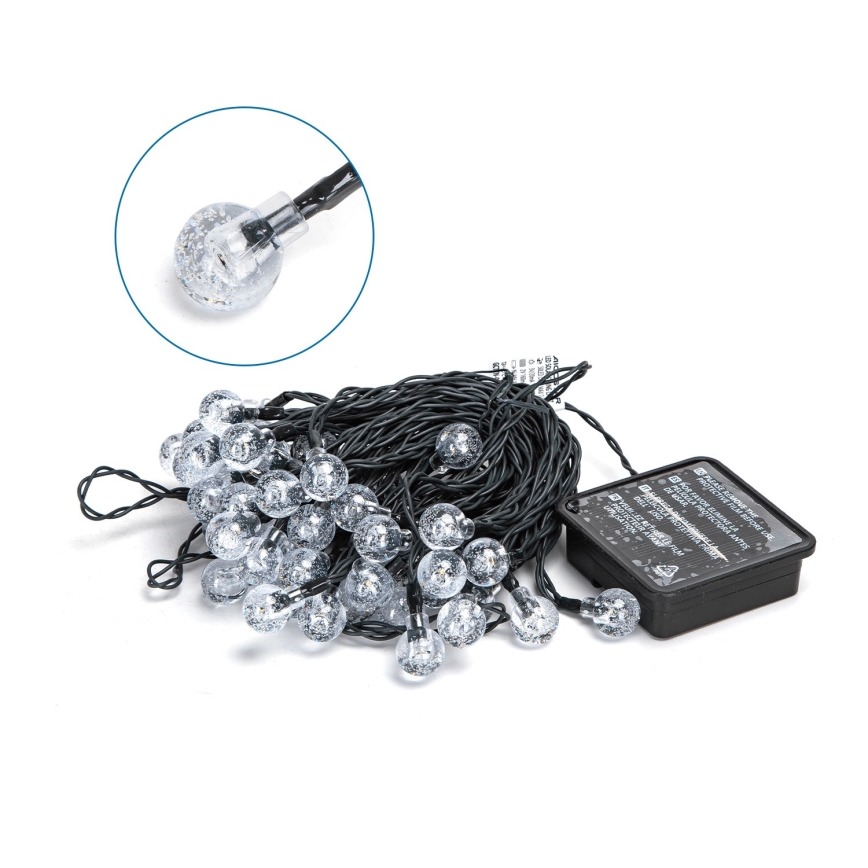 Aigostar - LED Solar corrente decorativa 50xLED/8 funções 12m IP65 branco quente