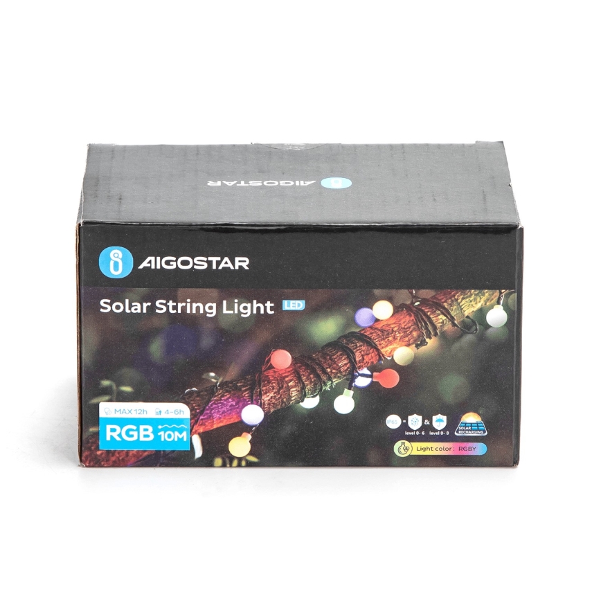Aigostar - LED Solar corrente decorativa 50xLED/8 funções 12m IP65 multicolor