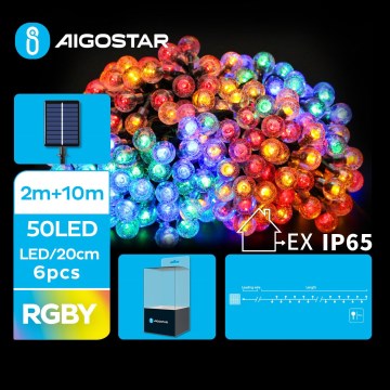 Aigostar - LED Solar corrente decorativa 50xLED/8 funções 12m IP65 multicolor