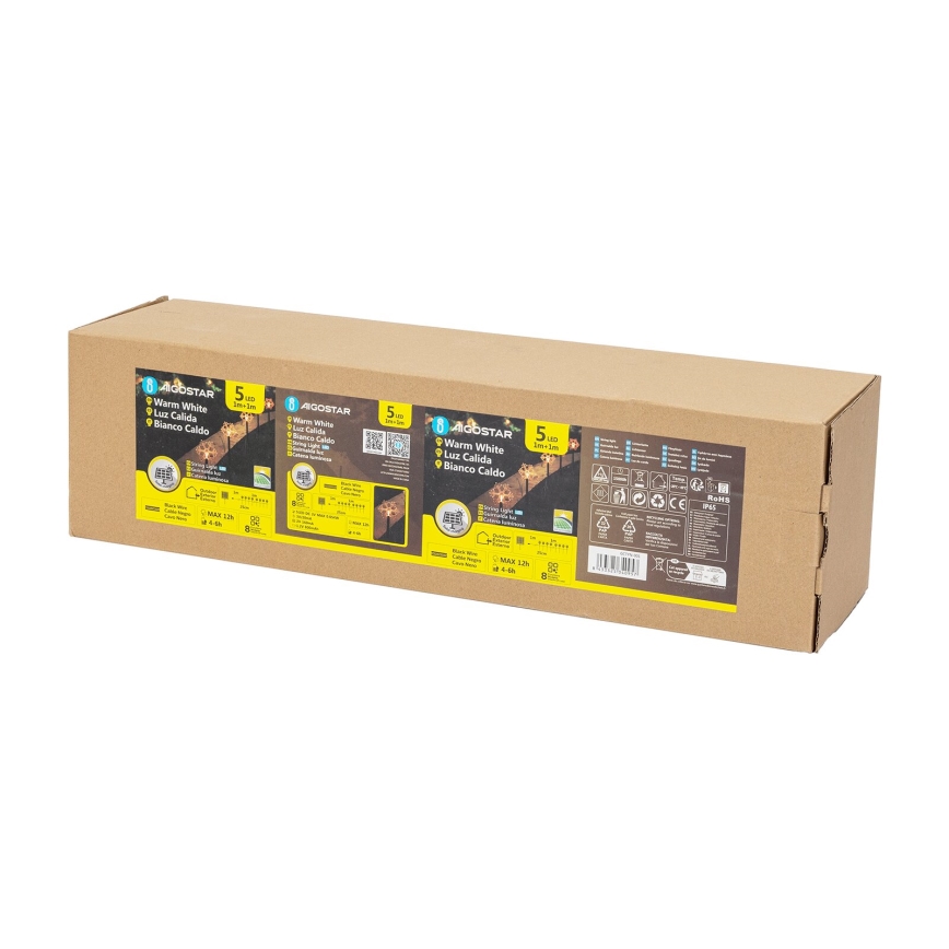 Aigostar - Luminária Solar LED de Natal LED/0,054W/1,2V 1m IP65 branco quente
