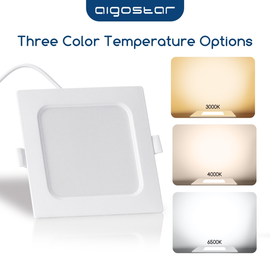 Aigostar - Luminária de Embutir LED 6W 230V 4000K 12x12 cm Branca