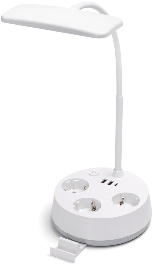Aigostar - Luminária de mesa LED dimerizável com tomadas e porta USB LED/4,6W/230V 3000/4000/6500K branca