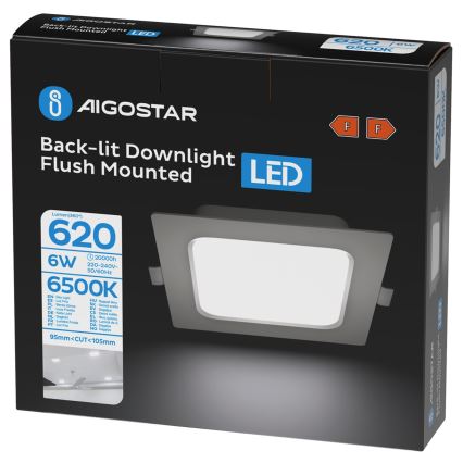 Aigostar - Luminária LED de embutir 6W/230V 6500K 12x12 cm branca
