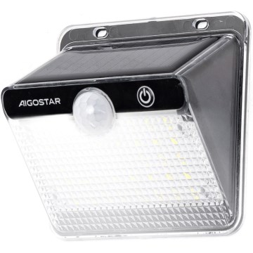 Aigostar - Luminária solar LED com sensor LED/3,7V 6500K 1200 mAh IP65 preta