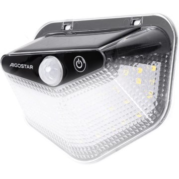 Aigostar - Luminária Solar LED com Sensor LED/3,7V 6500K 500 mAh IP65 preta