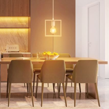 Aigostar - Lustre de madeira pendente com cabo 1xE27/60W/230V em pinho