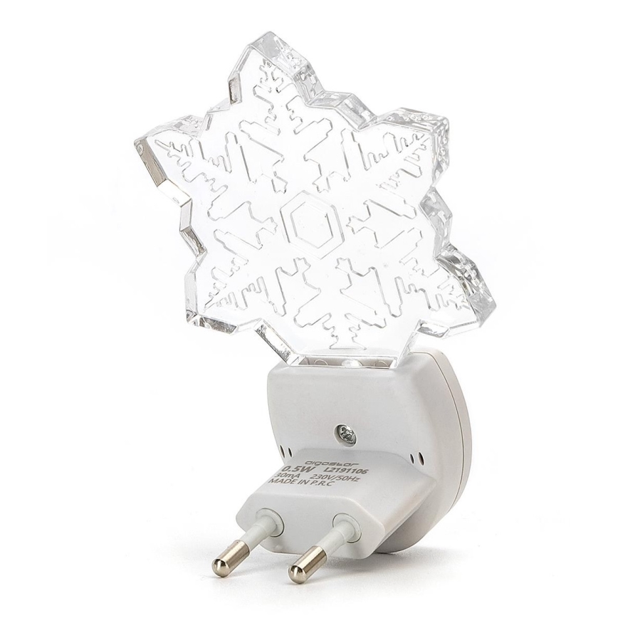 Aigostar -  Luz noturna LED RGB com sensor de anoitecer LED/0,5W/230V floco de neve