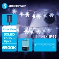 Aigostar - Luzes de Natal LED solares 50xLED/8 funções 12m IP65 800 mAh branco frio