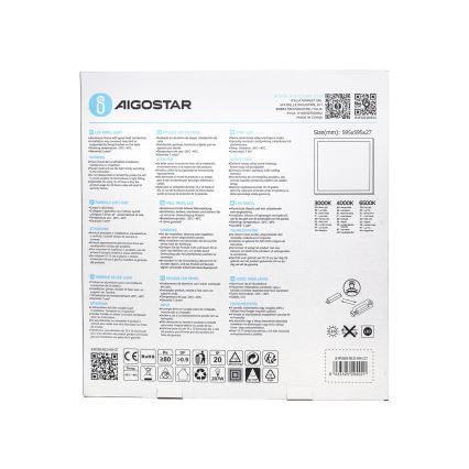 Aigostar - Painel de encastrar LED LED/40W/230V 3000K/4000K/6500K 60x60cm branco