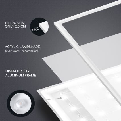 Aigostar - Painel de encastrar LED LED/40W/230V 6500K 60x60cm branco