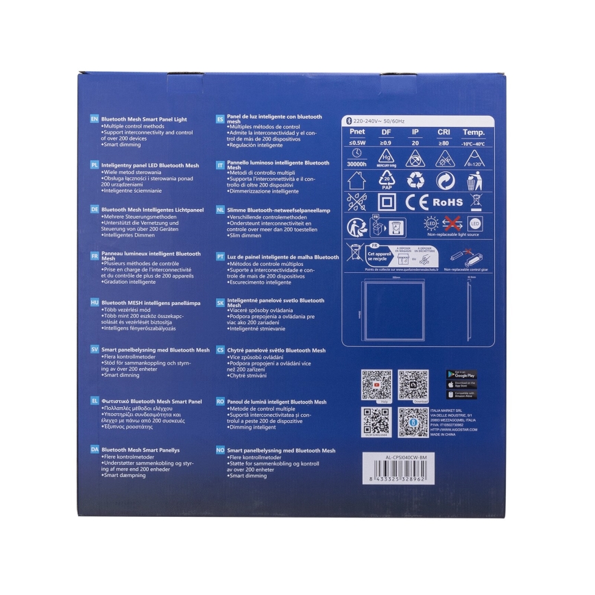 Aigostar - Painel embutido LED com regulação MESH LED/36W/230V 2700-6500K 60x60 cm