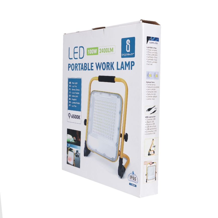 Aigostar - Projetor LED recarregável com regulação de intensidade LED/100W/5V 6500K IP65