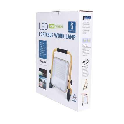Aigostar - Projetor LED recarregável dimmerizável LED/50W/5V 6500K IP65