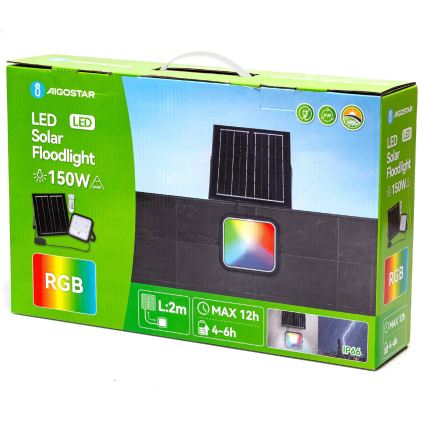 Aigostar - Projetor solar LED RGBW regulável LED/150W/3,4V IP66 12000 mAh + controlo remoto
