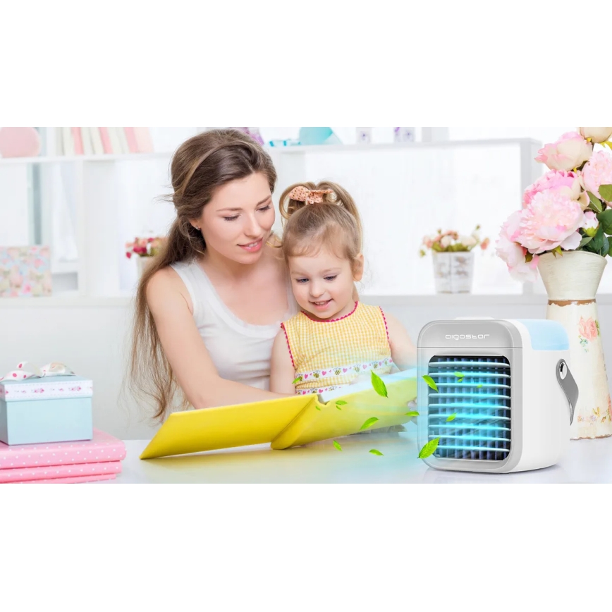 Aigostar - Refrigerador de ar portátil 8W/5V branco