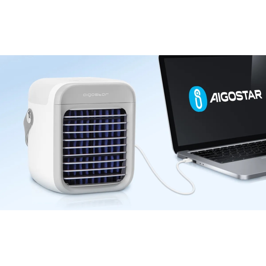 Aigostar - Refrigerador de ar portátil 8W/5V branco